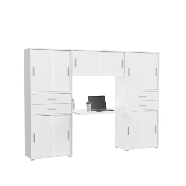 Ebern Designs Jonothon 236Cm W Rectangular Writing Desk with Hutch and Wayfair.co.uk